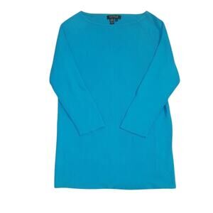 Lauren Ralph Lauren Blue Boat Neck Ribbed Cotton Sweater Womens XL EUC